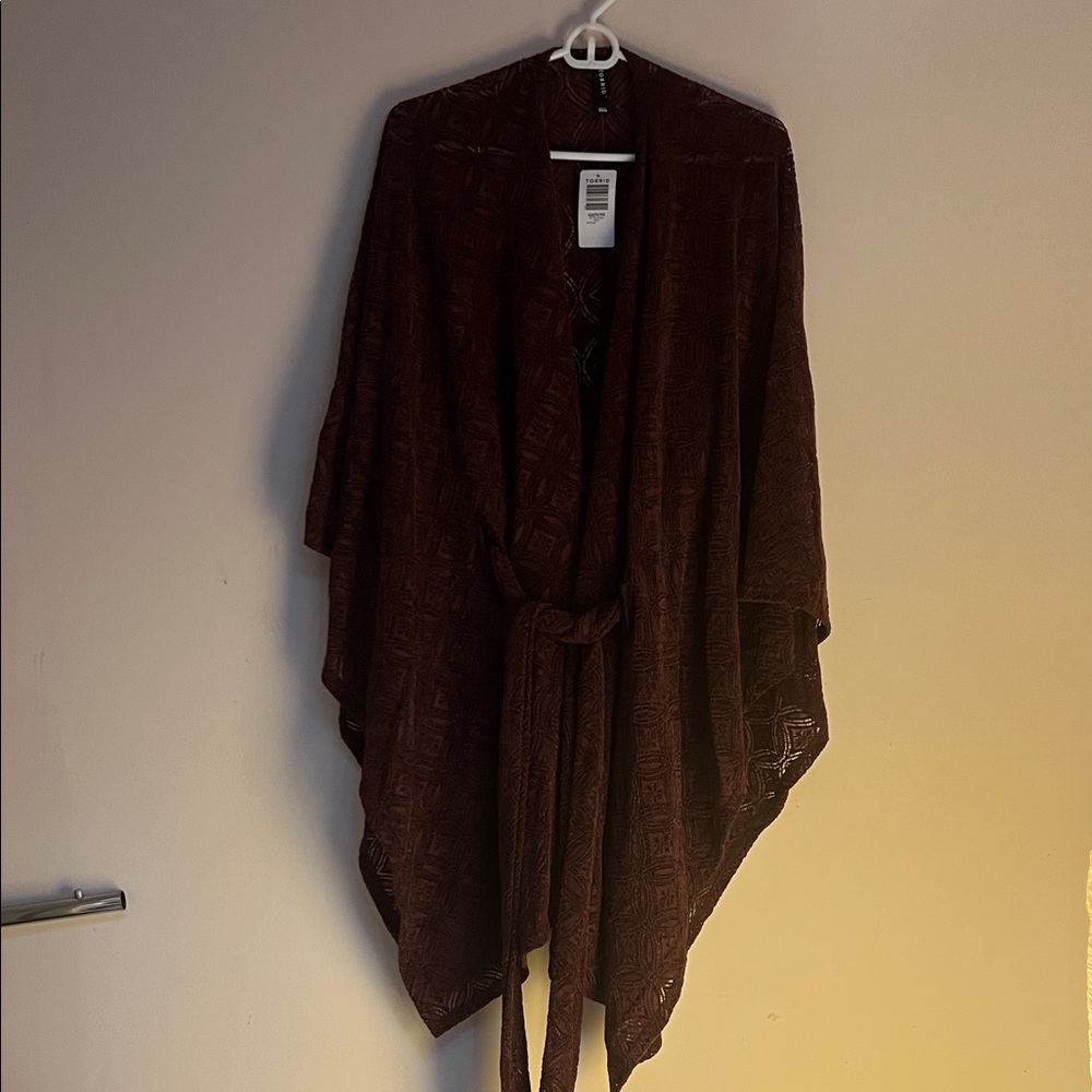 Belted Textured Kimono Cardigan